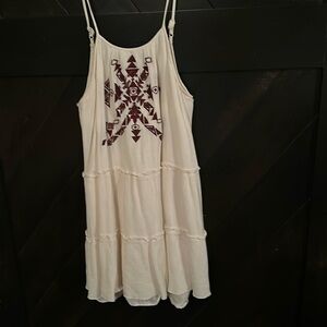 Honey punch creme dress with red print